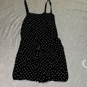 Black and white polkadot jumpsuit